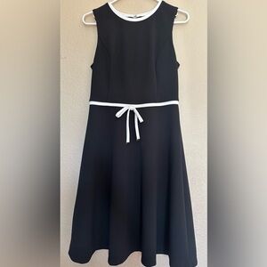 Tommy Hilfiger Black A-line Sleeveless Dress with White Collar Belt, Size 6